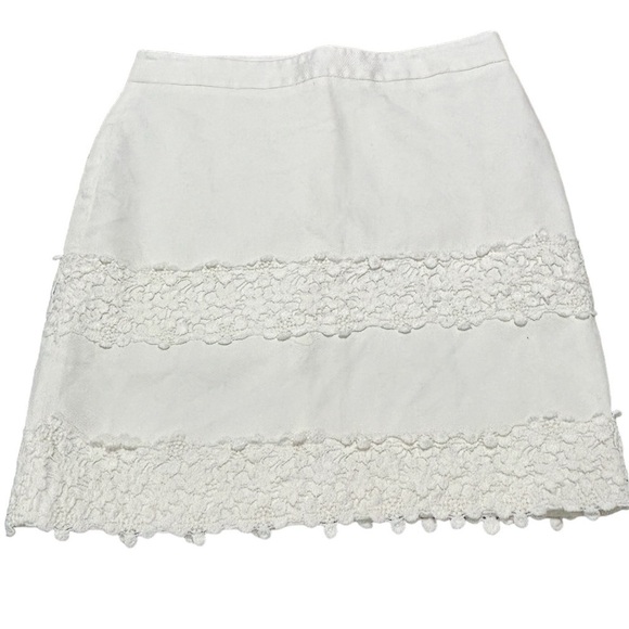 LOFT Embroidered White Lined Skirt w/Scalloped Hem size 8 - Picture 9 of 9
